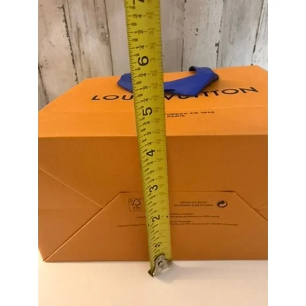 Louis Vuitton Shopping Bag Orange Gift Tote Blue Ribbon Handles